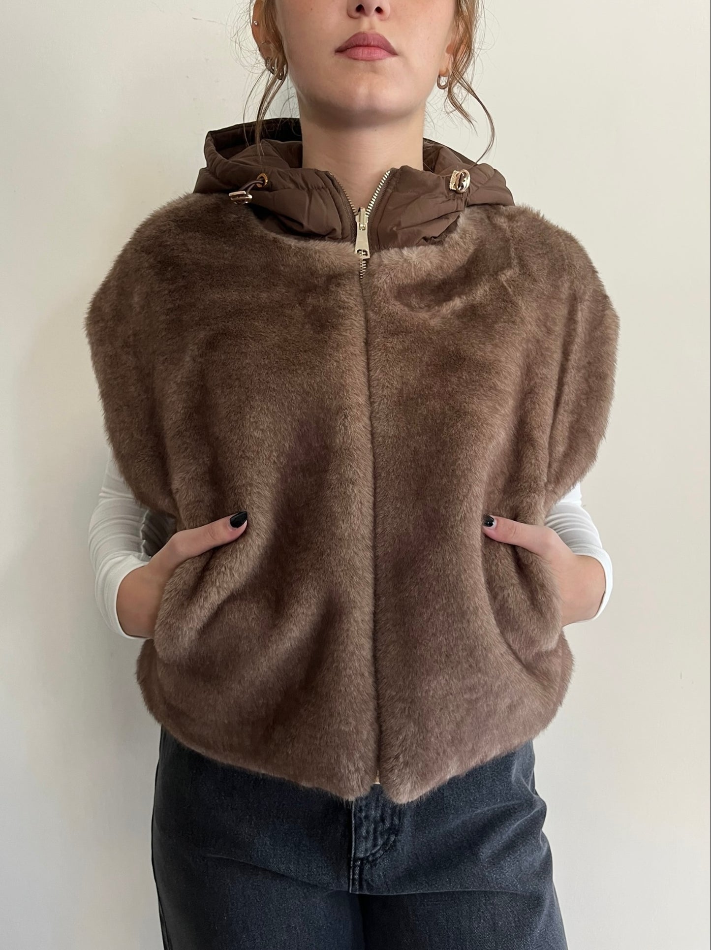 Gilet imbottito con eco fur art. GL0638 Cheap&Chic