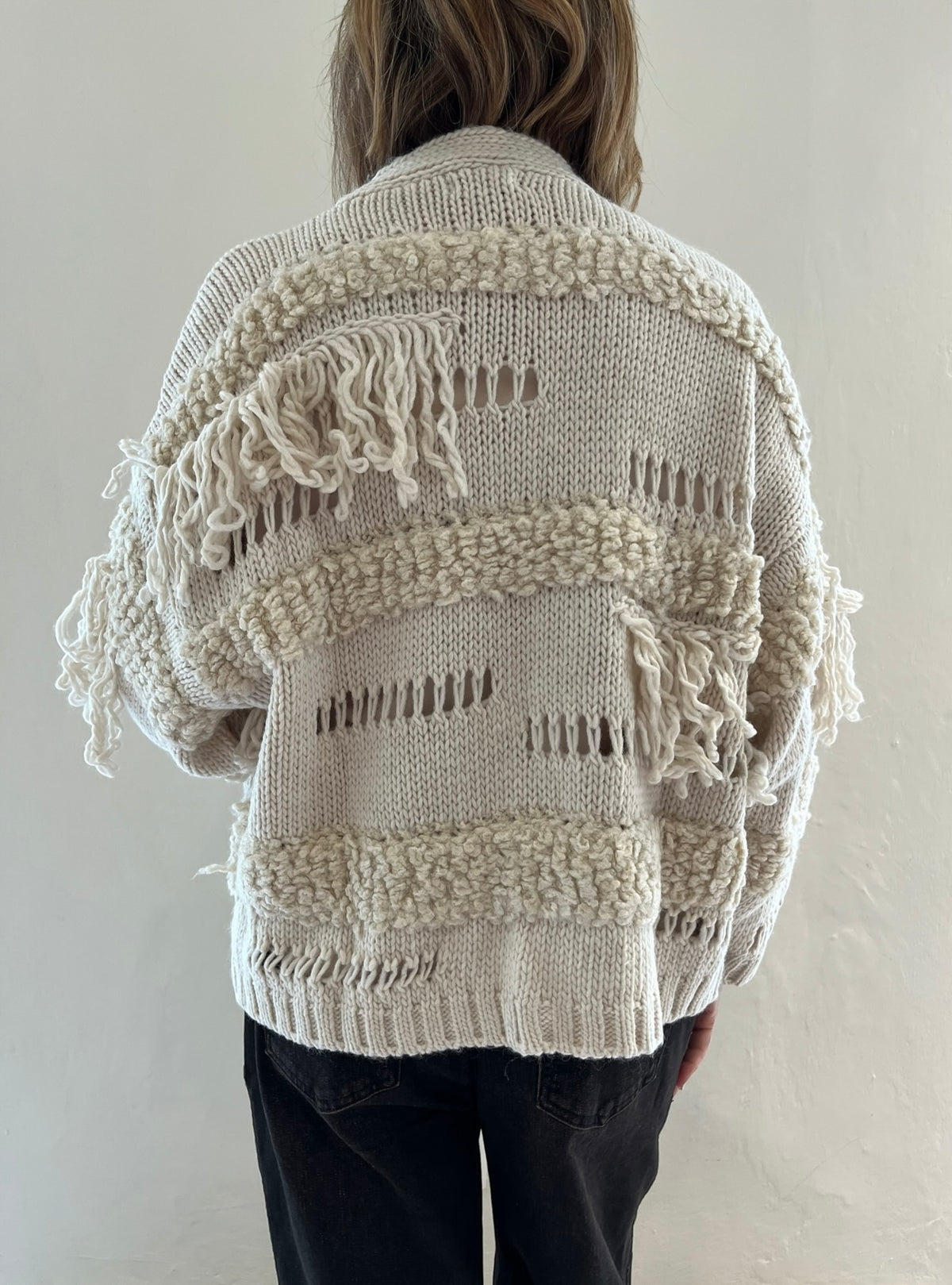 Cardigan con frange art. W26IT125 Gold&Gold
