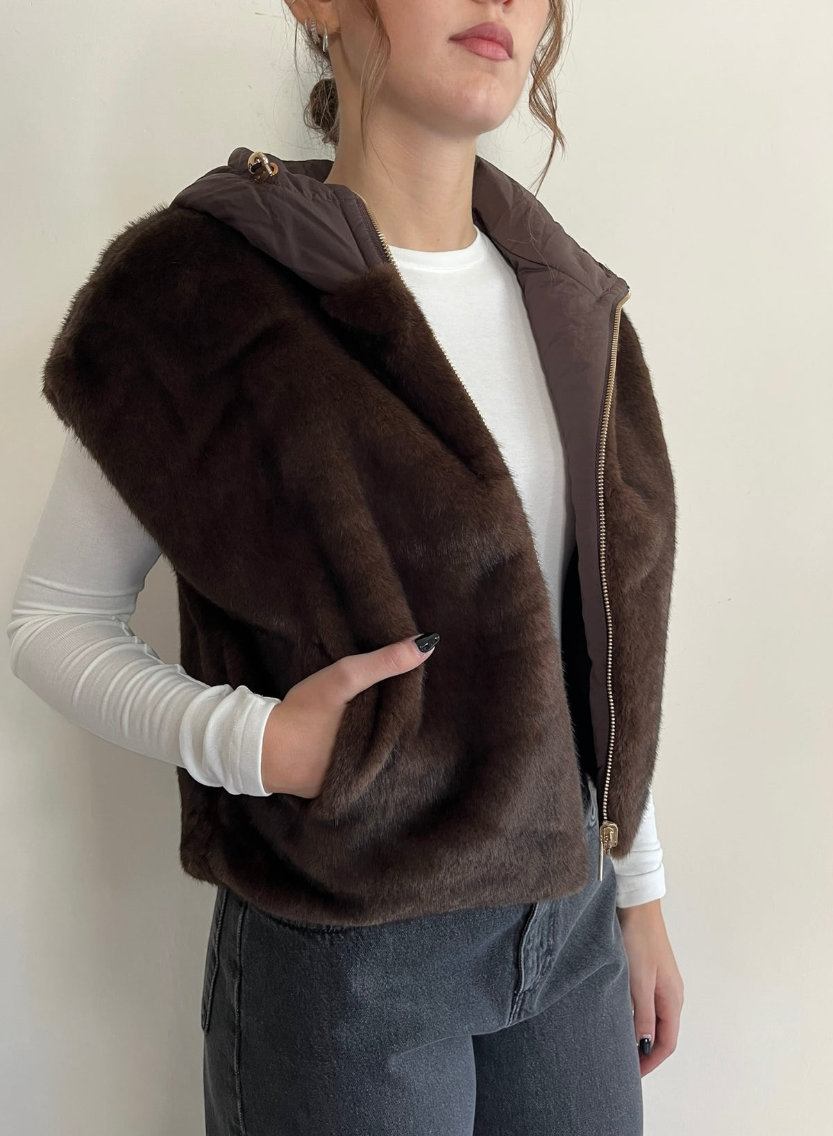 Gilet imbottito con eco fur art. GL0638 Cheap&Chic