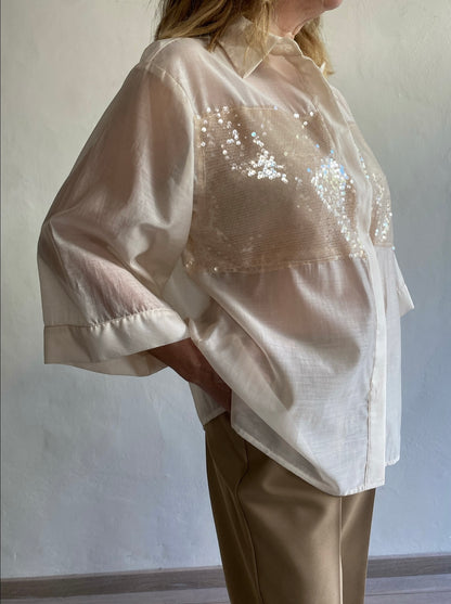 Camicia con inserto di paillettes art. CFRFWPN Dixie