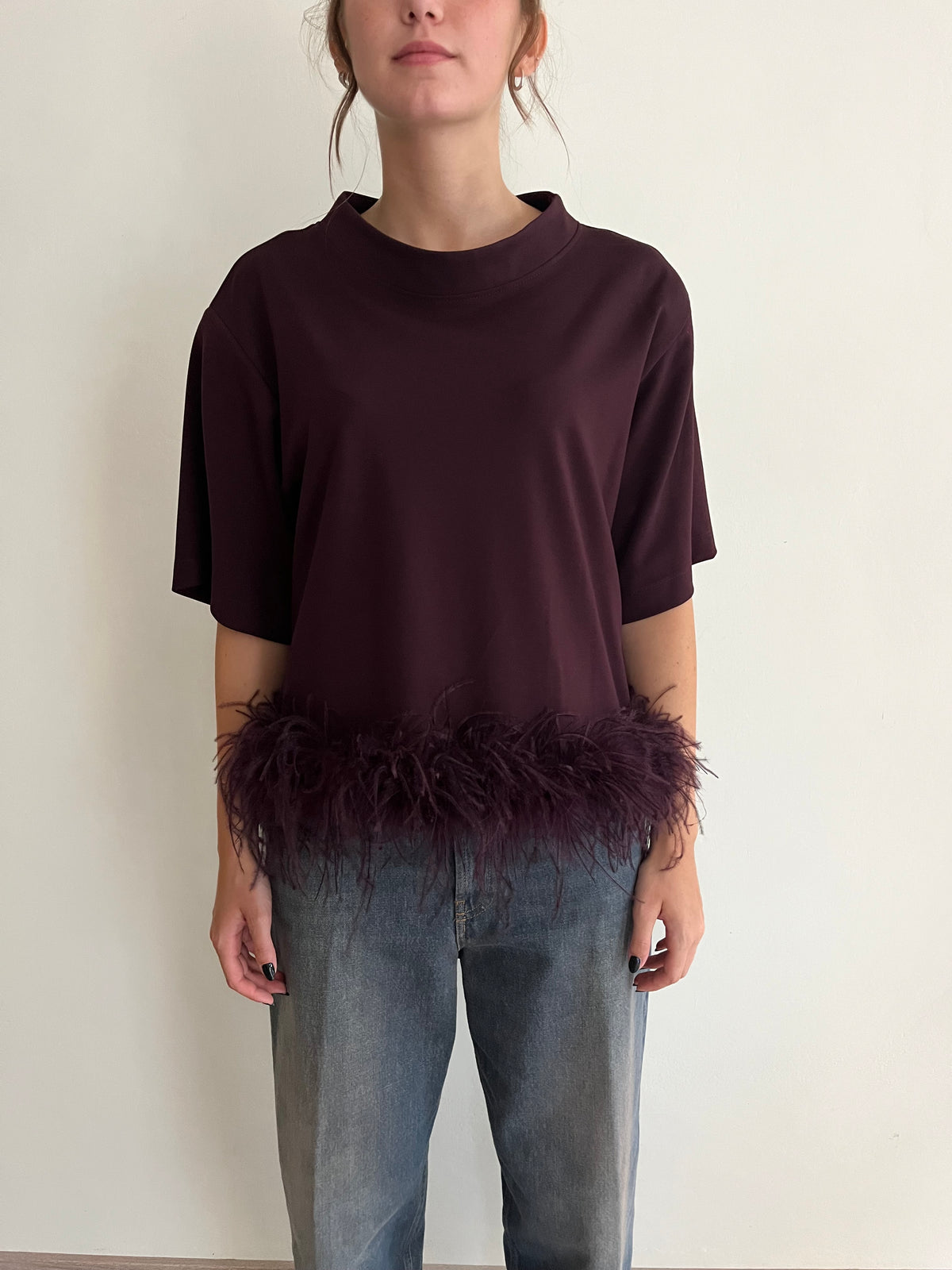 T-shirt con piume art. TAK7MHZ IMPERIAL