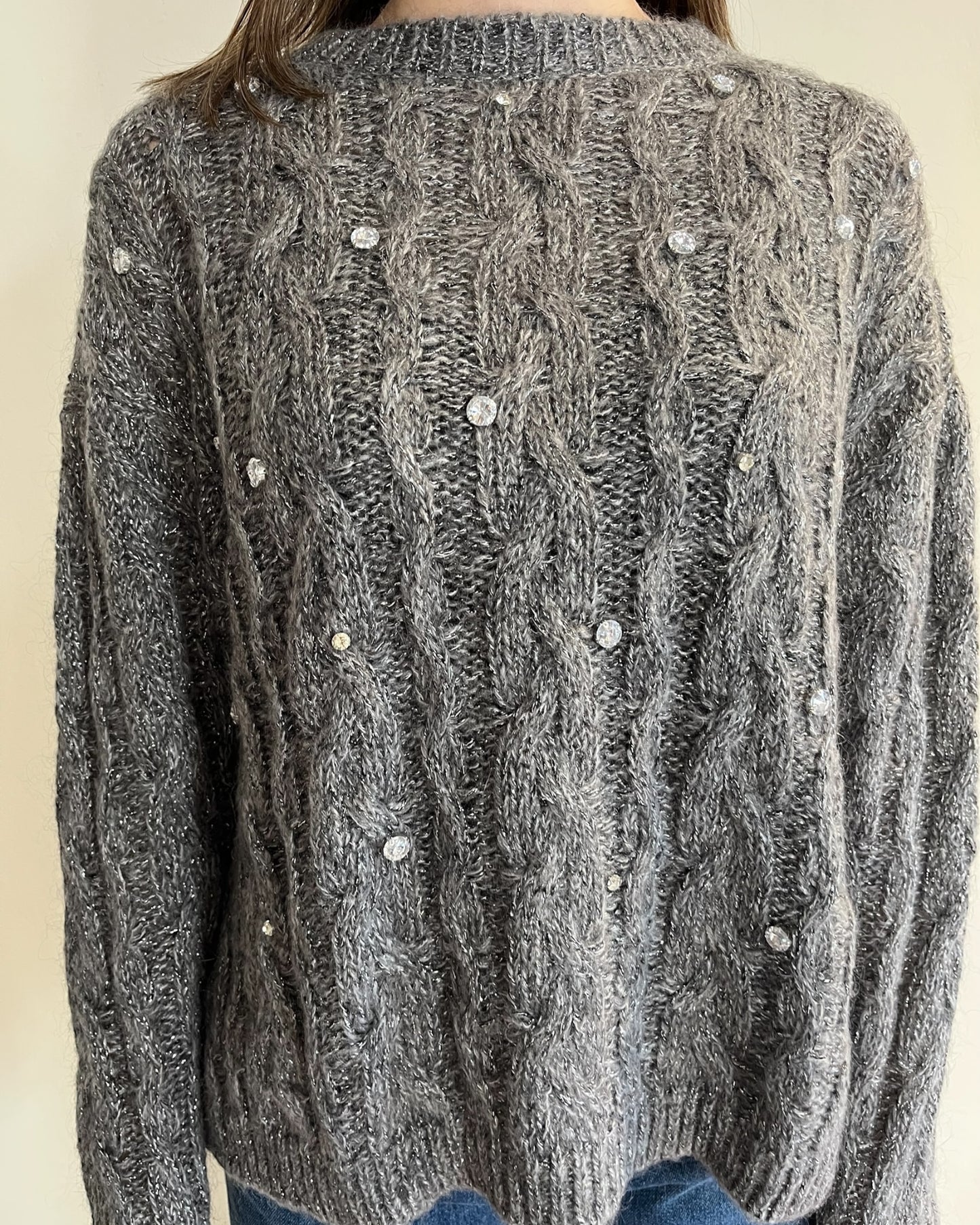 Maglia trecce con lurex e brillanti art. 33068F VICOLO