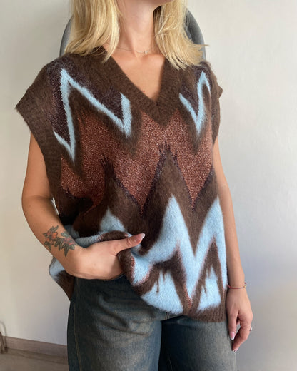 Gilet in maglia multicolor con scollo V art.W5HMT TENSIONE IN