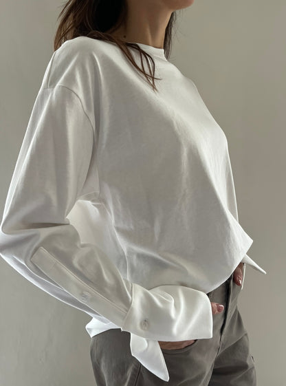 T-shirt oversize con polsino a camicia art. FW260049 TENSIONE IN