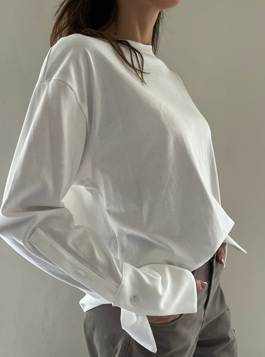 T-shirt oversize con polsino a camicia art. FW260049 TENSIONE IN