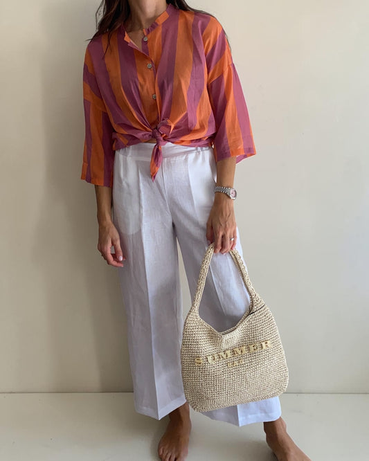 Borsa piccola in poliestere effetto rafia con scritta summer art.S0286 j&k