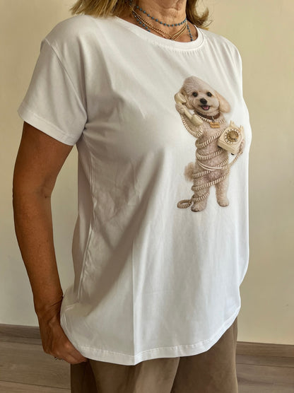 T-shirt con stampa barboncino art.B/372 BLU Classic