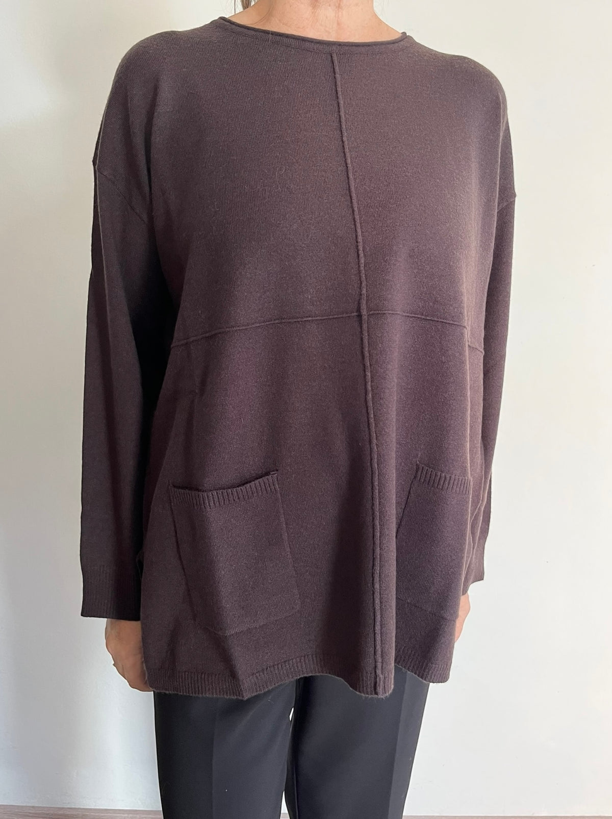 Maglia girocollo con tasche frontali art.265F6029 FLEURS D’ANIS