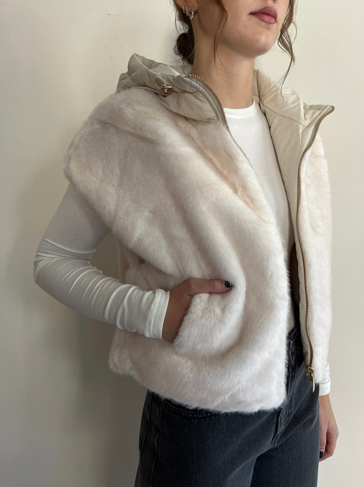 Gilet imbottito con eco fur art. GL0638 Cheap&Chic
