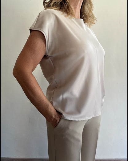 Blusa a manica corta effetto raso art. S22YBGLEA Sandro Ferrone