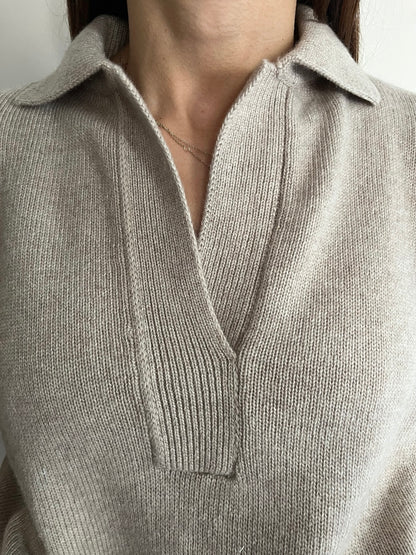 Maglia oversize scollo a V con colletto art.7AC7021 VICOLO