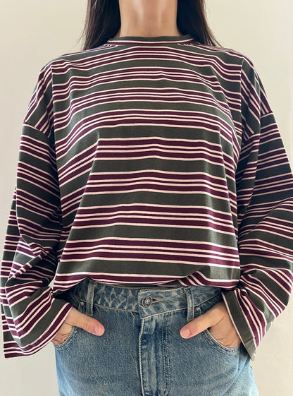 T-shirt a righe con manica ampia