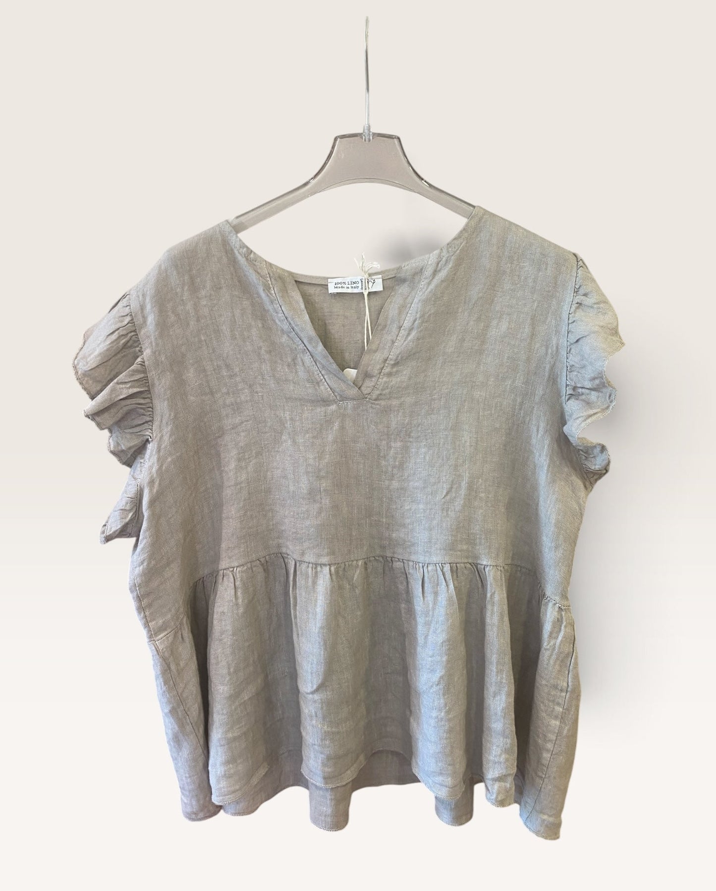 Blusa con volant art.8808 100% Lino CHEAP&CHIC