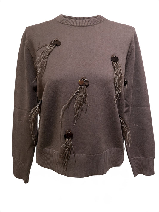 Maglia con applicazione di piumette art. SI9MY411 Angela Davis