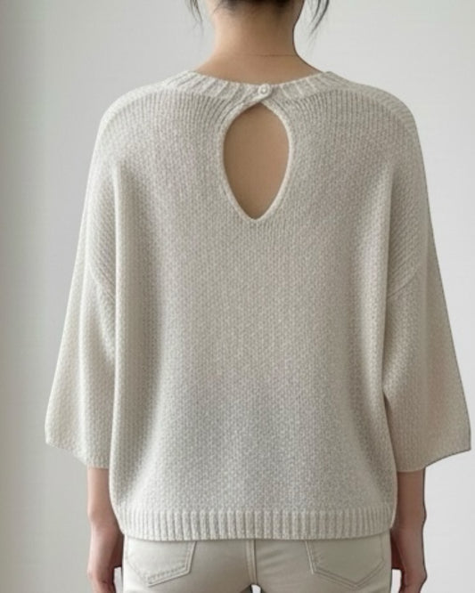 Maglia mini paillettes con bottone gioiello art. MHP520 TENSIONE IN