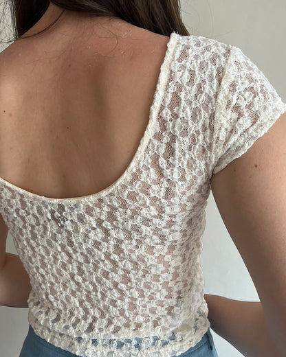 T-shirt pizzo con scollo dietro art. T0TNDXI000 PLEASE