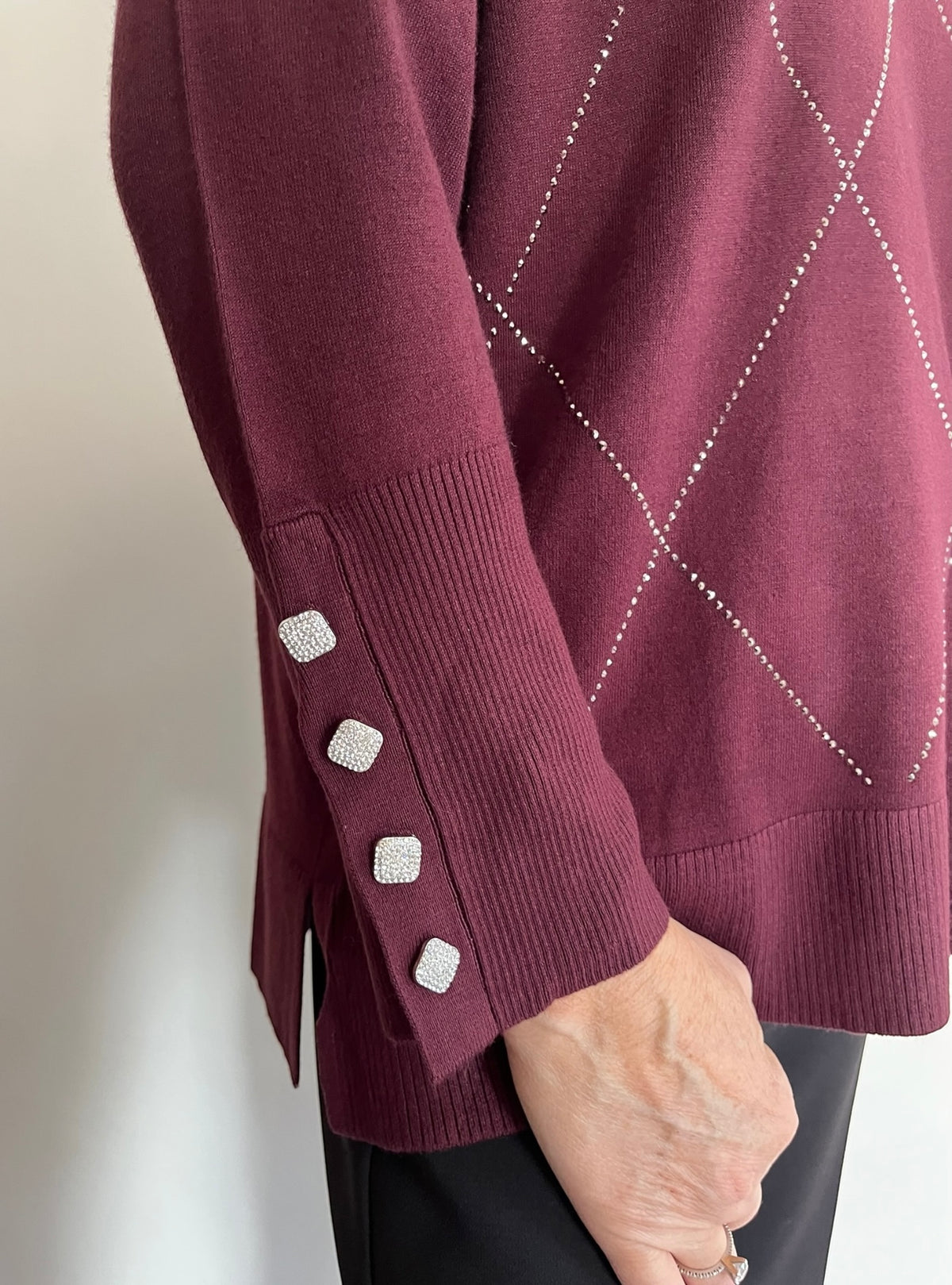 Maglia girocollo con applicazione di strass art.265F1026 FLEURS D’ANIS