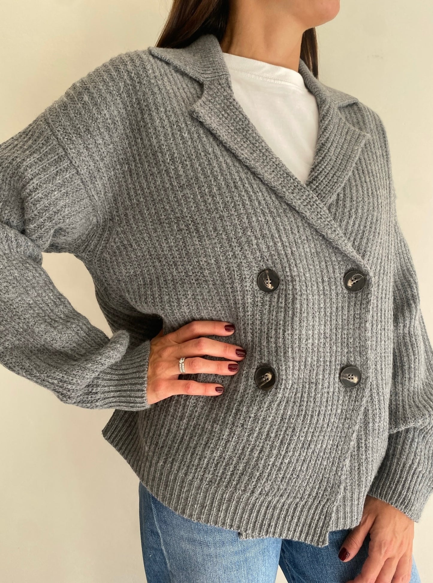 Cardigan a doppio petto a maglia inglese art. D81314 Tensione In