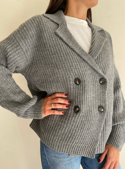 Cardigan a doppio petto a maglia inglese art. D81314 Tensione In