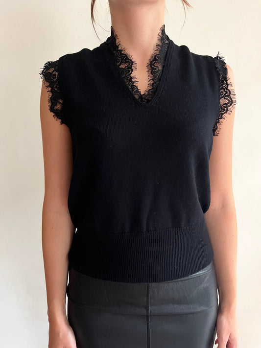 Gilet in maglia con inserti in pizzo art. WF8664 Tensione In