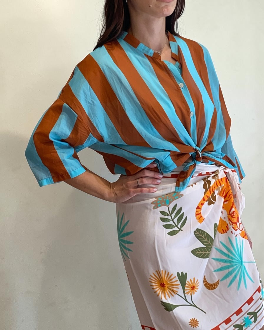 Camicia a righe in mussola art. 81107 Cheap&Chic