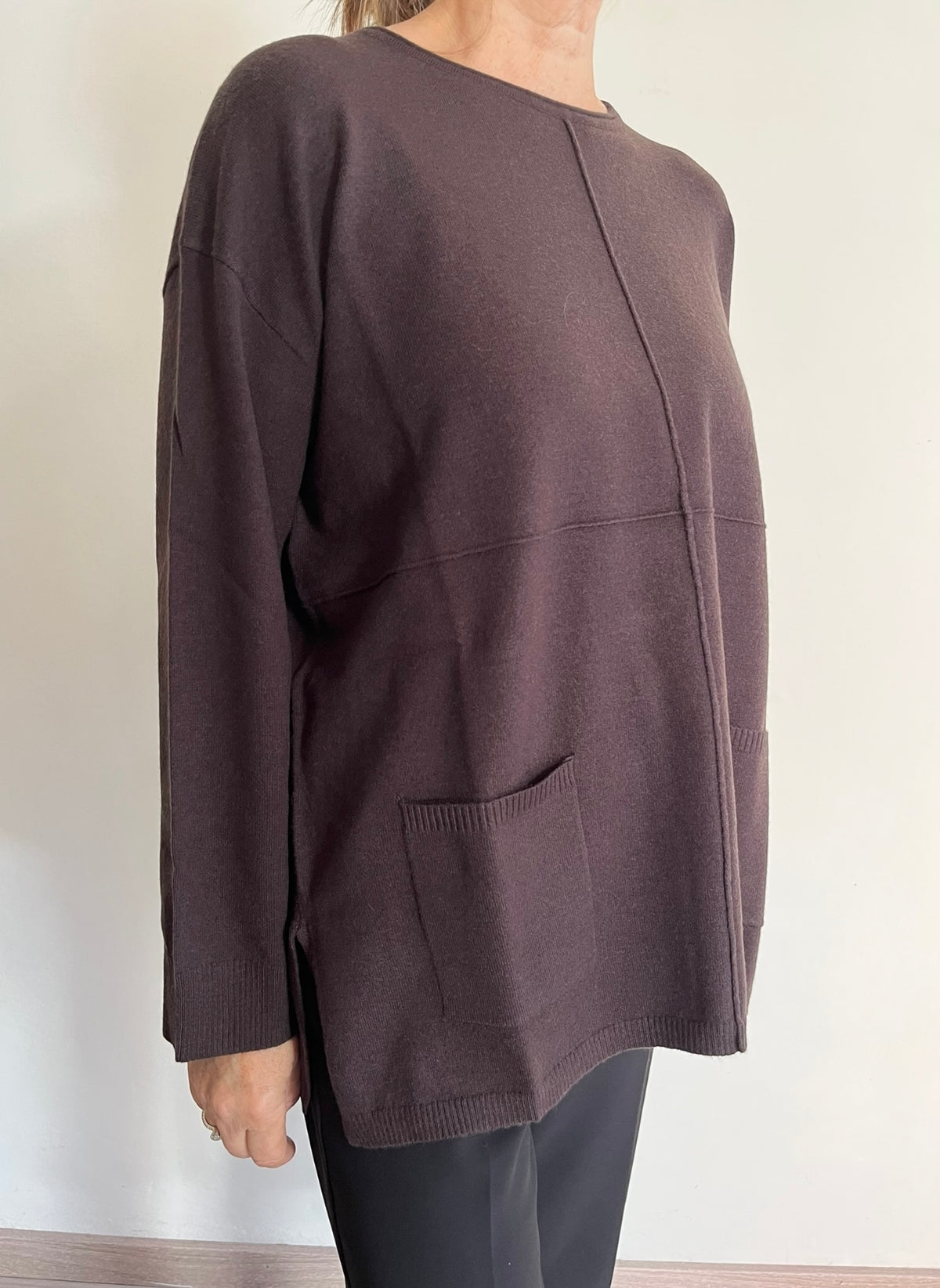 Maglia girocollo con tasche frontali art.265F6029 FLEURS D’ANIS