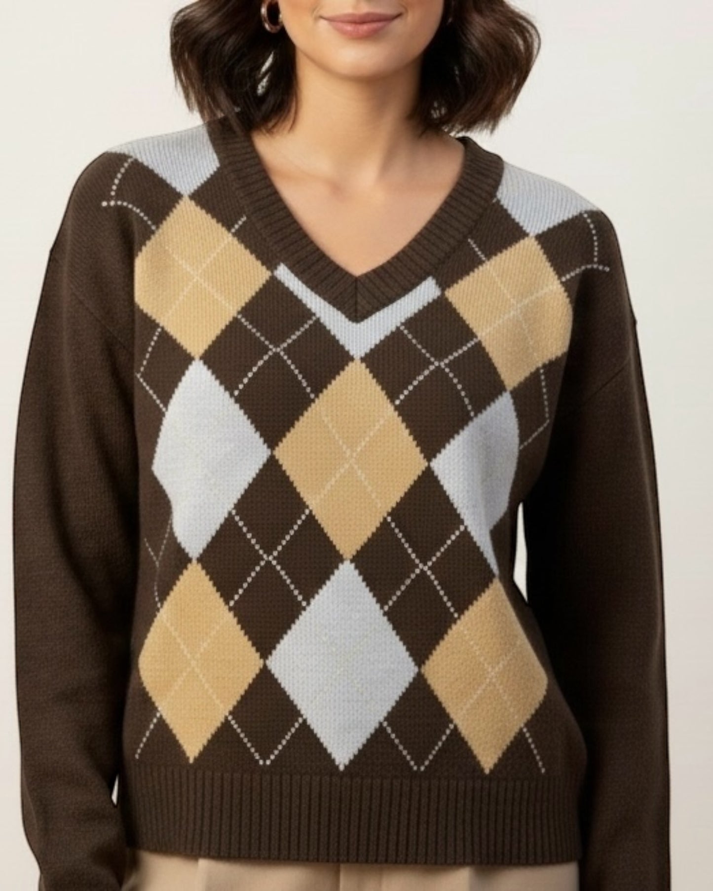 Maglia rombi scollo V lurex art. D82060 TENSIONE IN