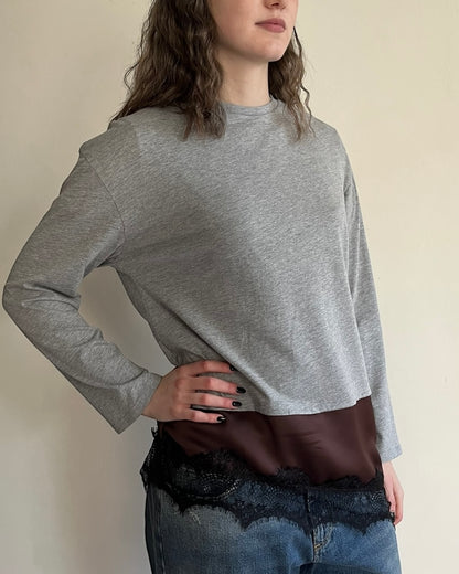 T-shirt manica lunga + raso e pizzo art. FW250098 TENSIONE IN