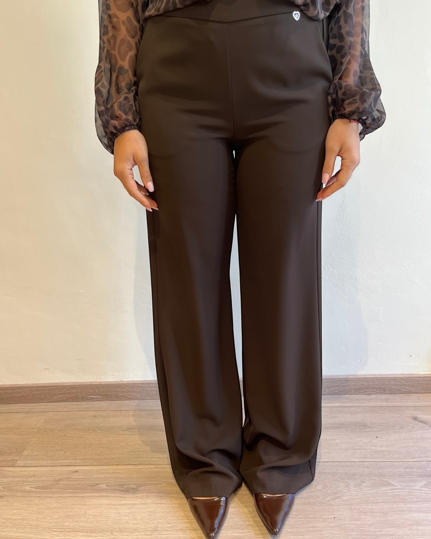 Pantalone palazzo fluido con elastico art. P493SFIONA PLEASE