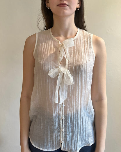Camicia smanicata con fiocchi davanti art. S22XBF LEJANO Sandro FERRONE