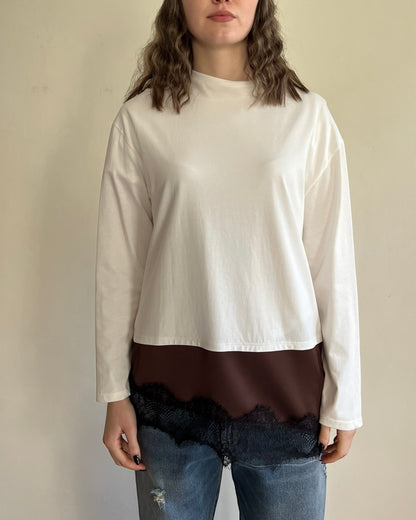 T-shirt manica lunga + raso e pizzo art. FW250098 TENSIONE IN