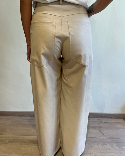 Pantaloni palazzo ecopelle con tasconi art. 224155-PE25