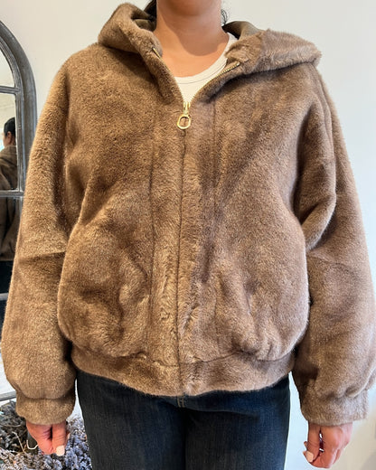 Ecopelliccia bomber con cappuccio art. 0497 CHEAP&CHIC