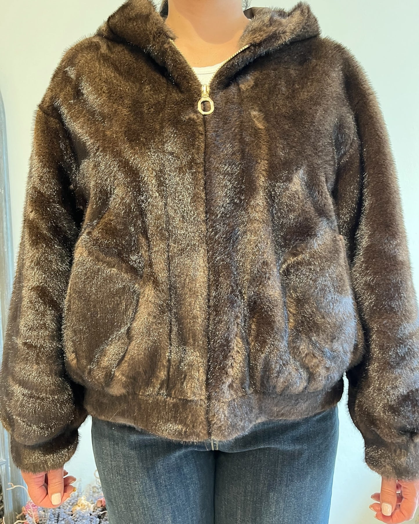 Ecopelliccia bomber con cappuccio art. 0497 CHEAP&CHIC