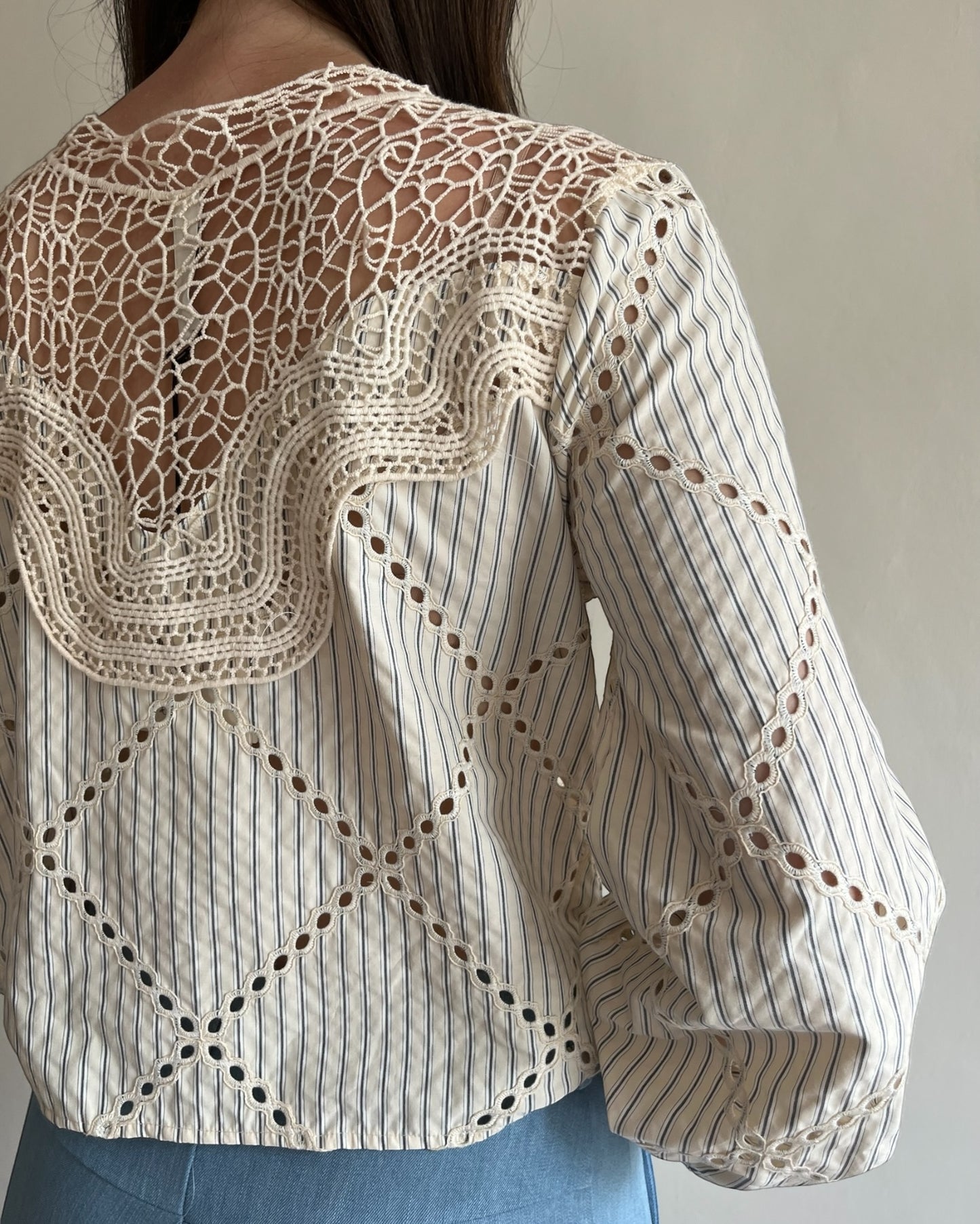 Blusa righe e pizzo art. S26C707 TENSIONE IN