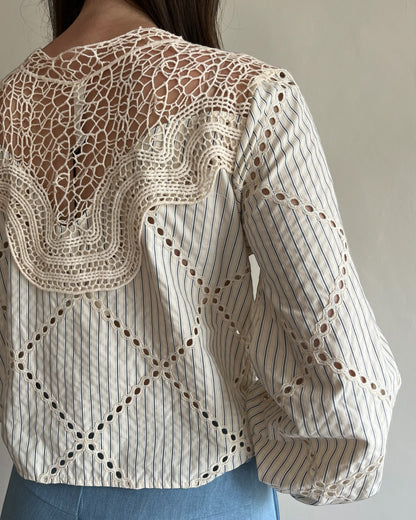 Blusa righe e pizzo art. S26C707 TENSIONE IN