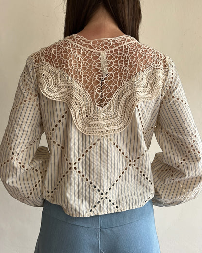 Blusa righe e pizzo art. S26C707 TENSIONE IN