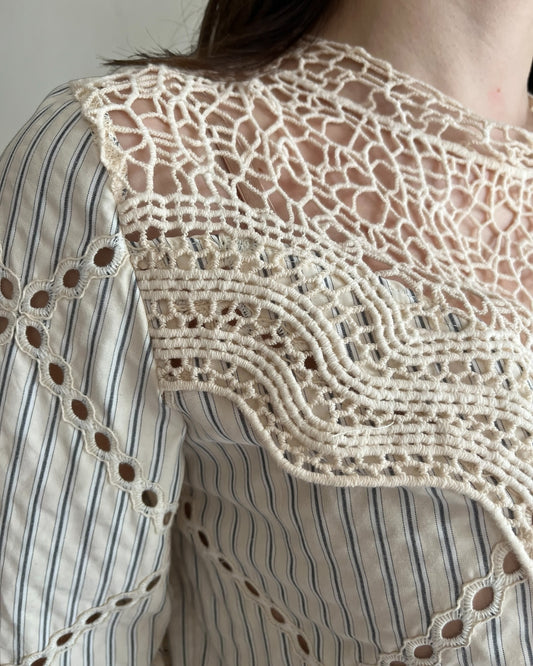 Blusa righe e pizzo art. S26C707 TENSIONE IN