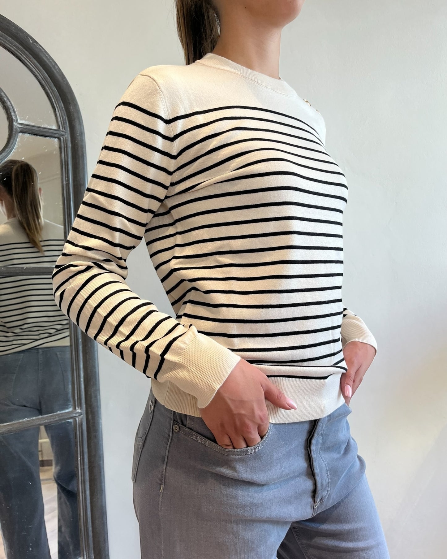 Maglia righe con bottoni oro SHEIS