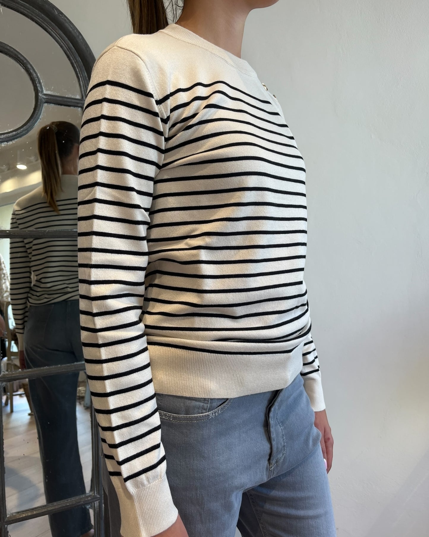 Maglia righe con bottoni oro SHEIS