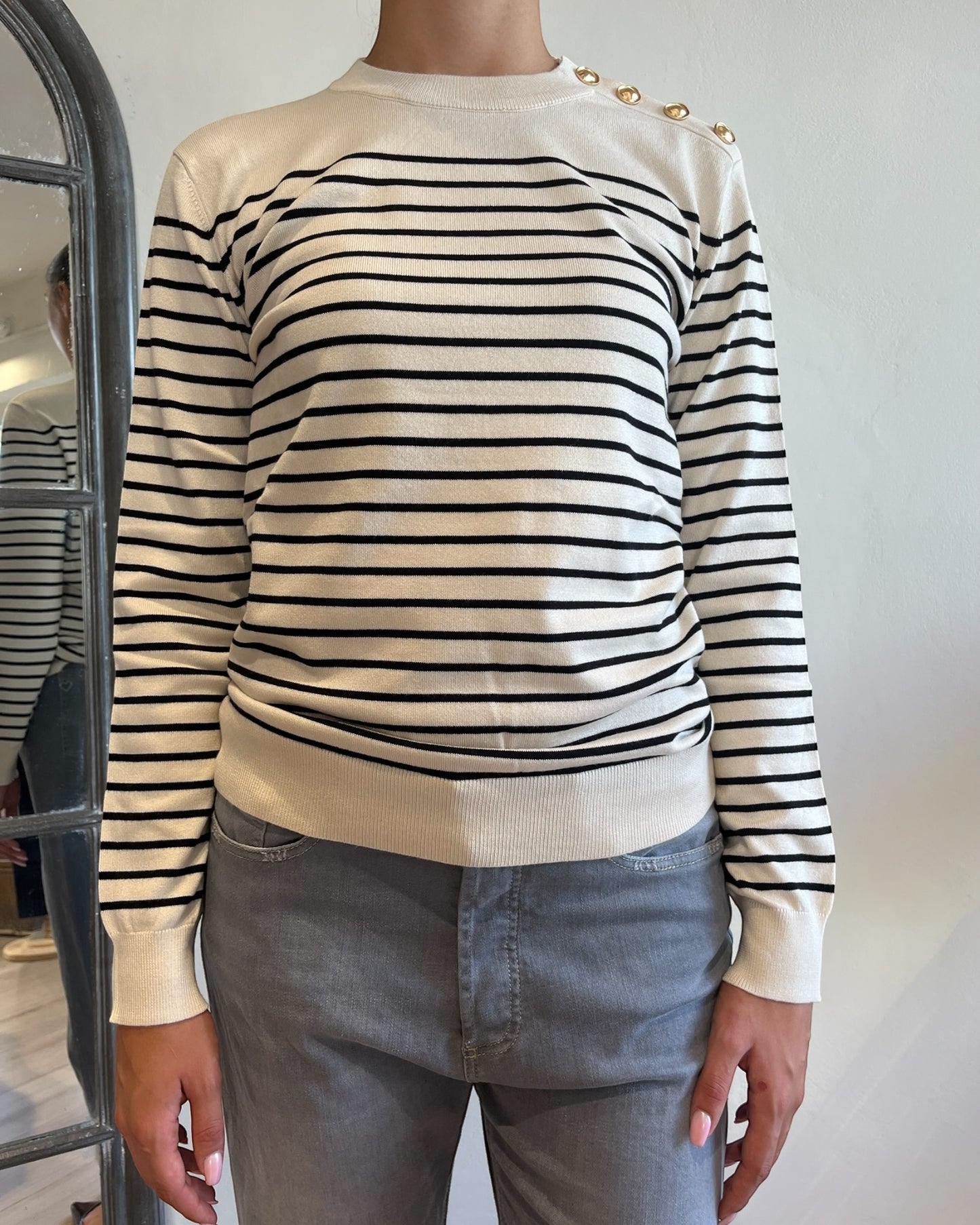 Maglia righe con bottoni oro SHEIS