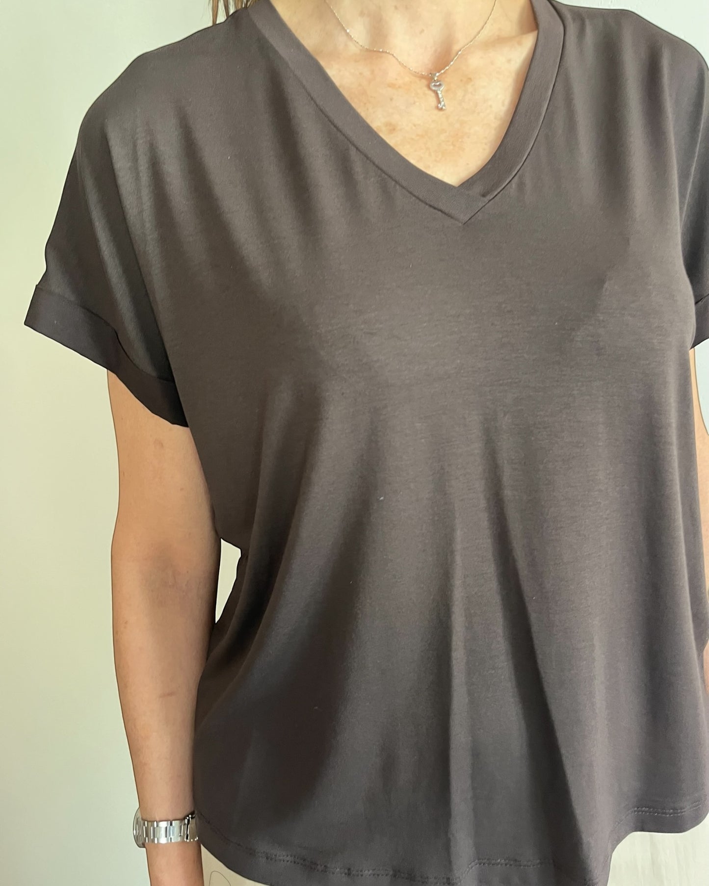 T-shirt combinata scollo V art. S7XBF MENDLER SANDRO FERRONE