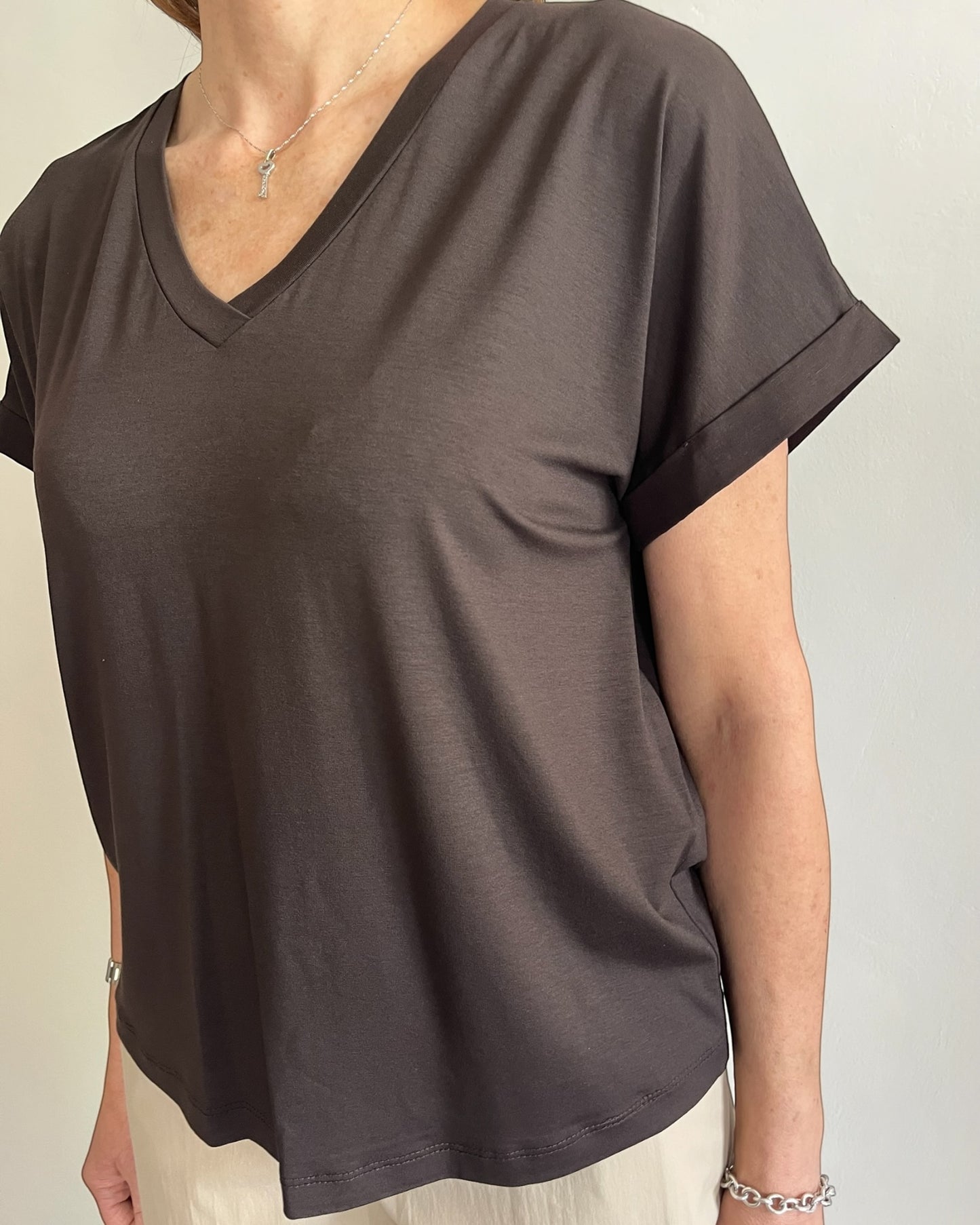 T-shirt combinata scollo V art. S7XBF MENDLER SANDRO FERRONE
