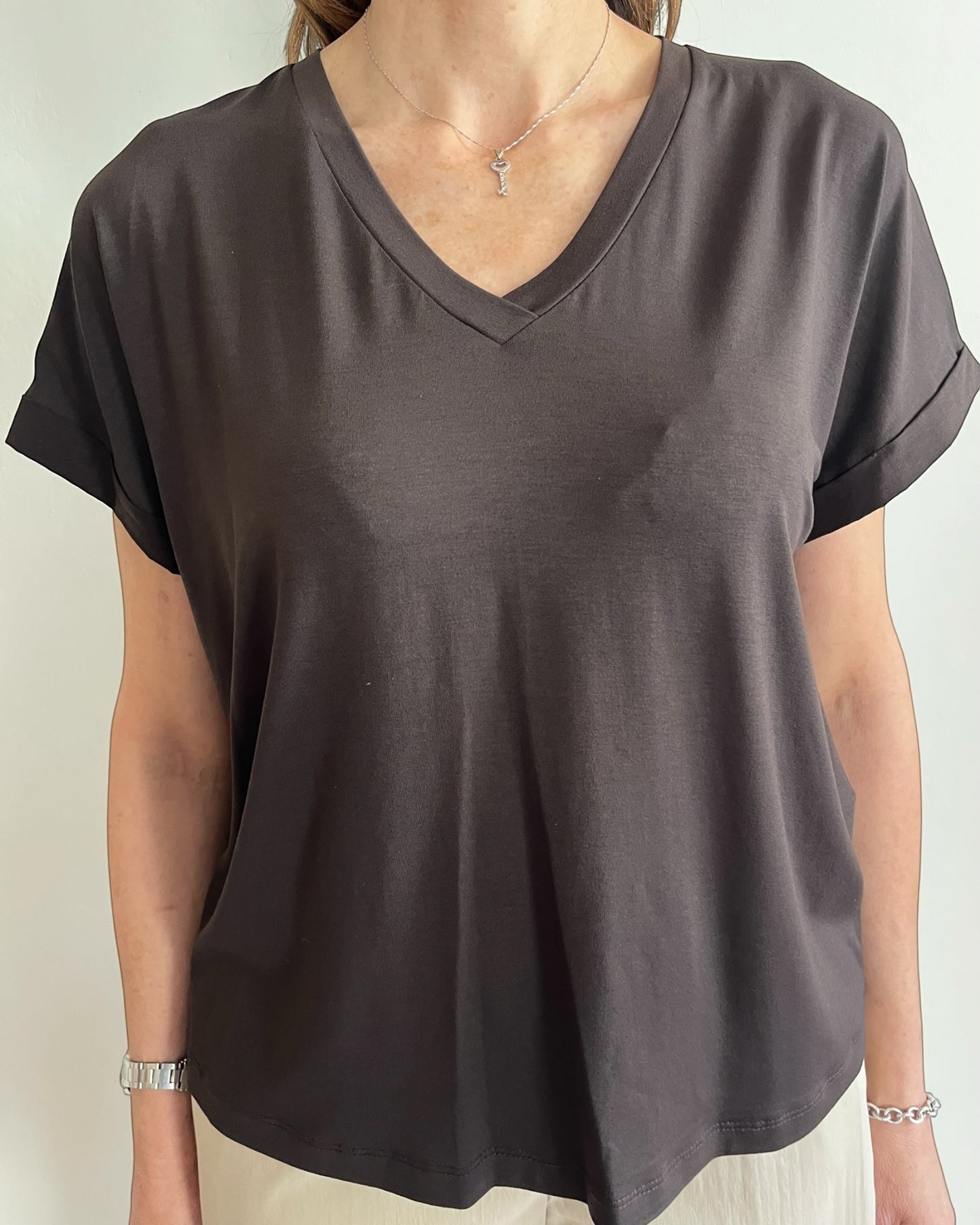 T-shirt combinata scollo V art. S7XBF MENDLER SANDRO FERRONE
