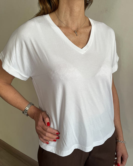 T-shirt combinata scollo V art. S7XBF MENDLER SANDRO FERRONE