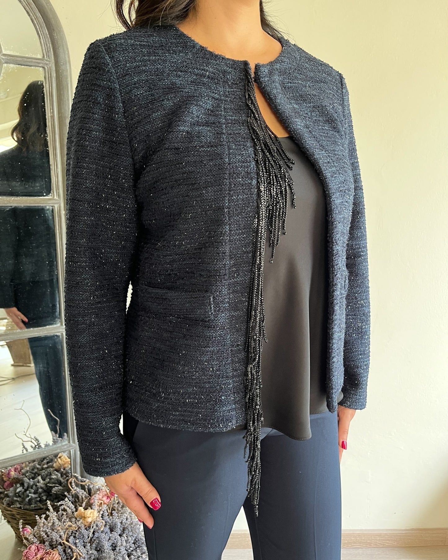 Giacca in stuoia con frange art. L24YBF CARDO LOLA by Sandro FERRONE