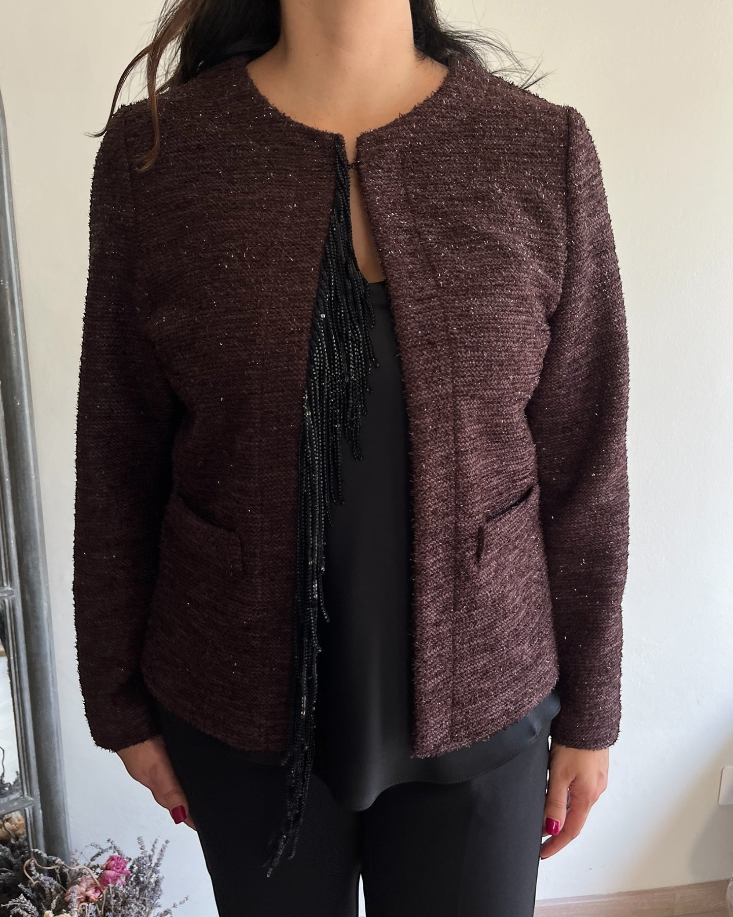 Giacca in stuoia con frange art. L24YBF CARDO LOLA by Sandro FERRONE