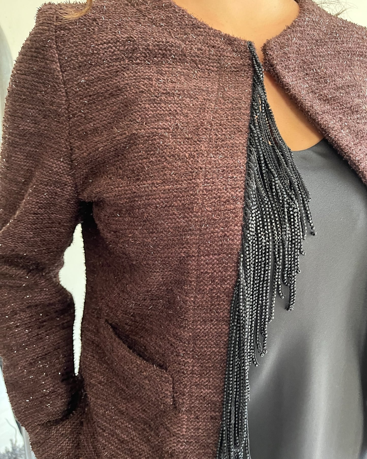 Giacca in stuoia con frange art. L24YBF CARDO LOLA by Sandro FERRONE