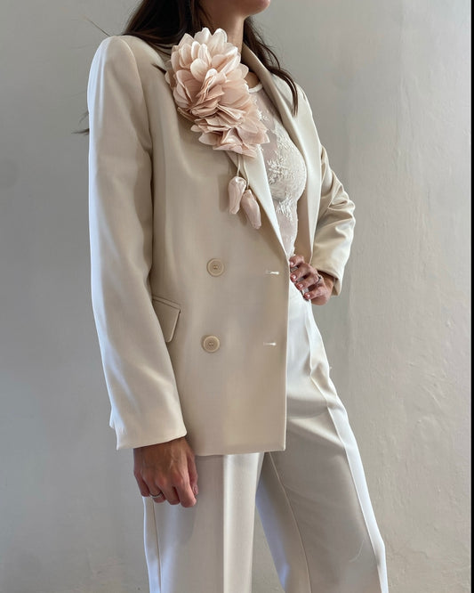 Tailleur con giacca doppiopetto e pantalone ampio art. N493UNOCCI PLEASE