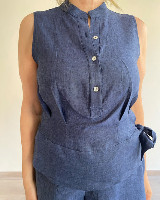 Top smanicato con nodo laterale MIA CENTOLINO